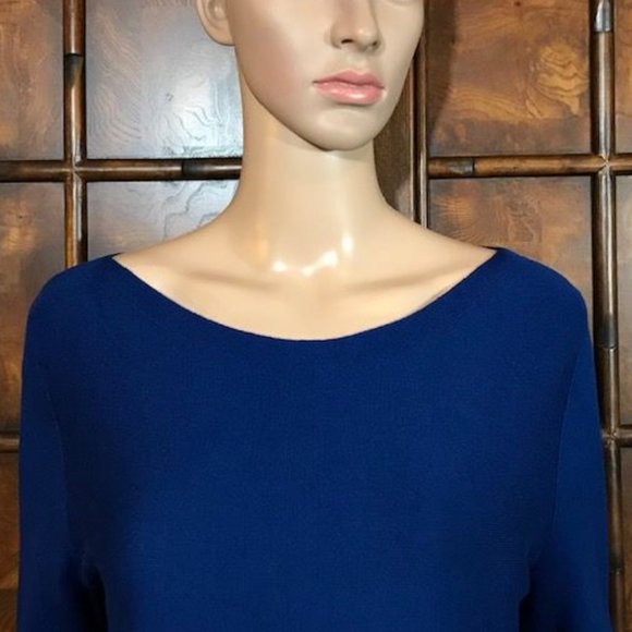 Chico's Imperial Blue Ombre Bateau Curved Hem Sweater - Picture 6 of 12
